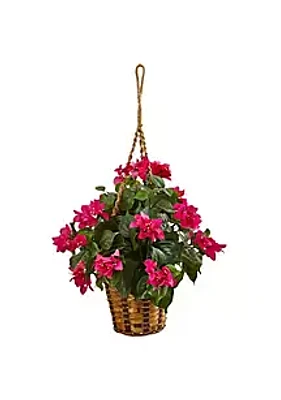 Nearly Natural Bougainvillea Flowering Artificial Plant in Hanging Basket