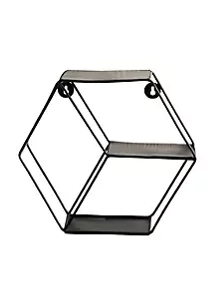 Nearly Natural 10-Inch Black Matte Hexagon Wall Shelf