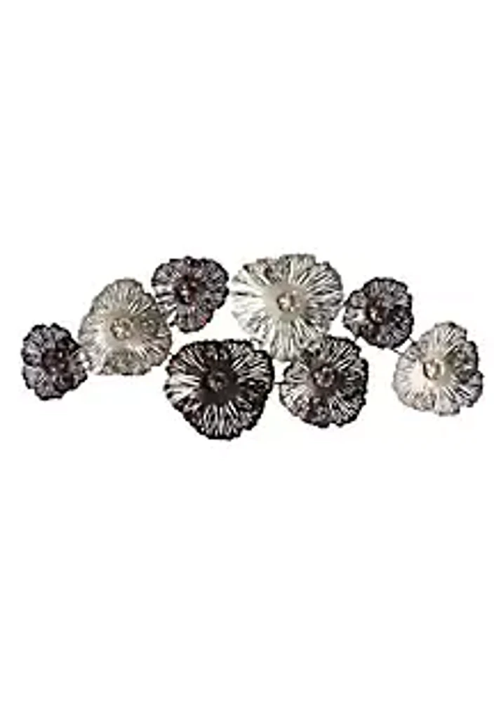 Nearly Natural 5-Foot x 2-Foot Floating Metal Floral Design Metal Wall Art Decor