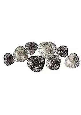 Nearly Natural 5-Foot x 2-Foot Floating Metal Floral Design Metal Wall Art Decor