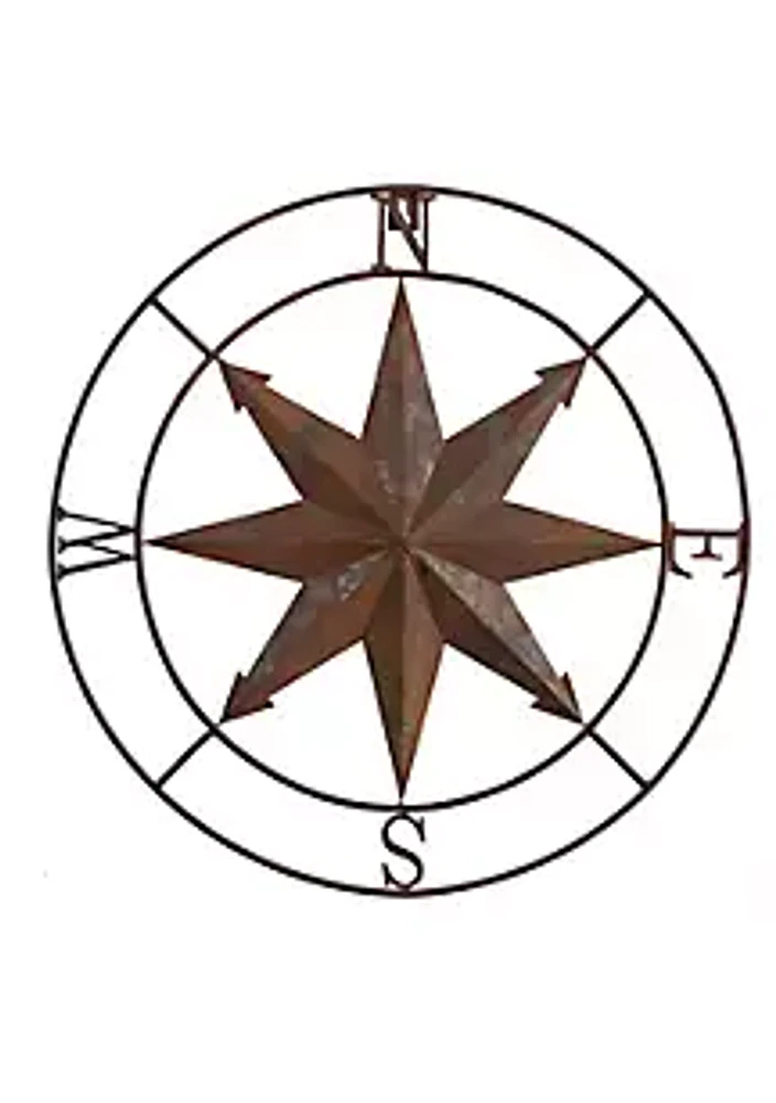 Nearly Natural 18-Inch Rustic Nautical Metal Compass Wall Art Decor