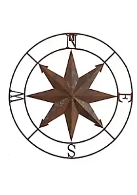 Nearly Natural 18-Inch Rustic Nautical Metal Compass Wall Art Decor