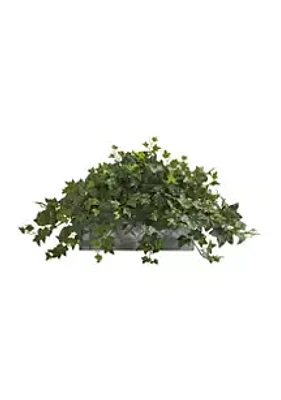 Nearly Natural Puff Ivy Plant in Stone Planter