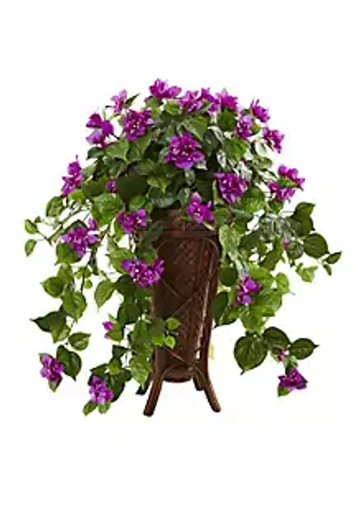 Nearly Natural Bougainvillea Artificial Plant in Stand Planter