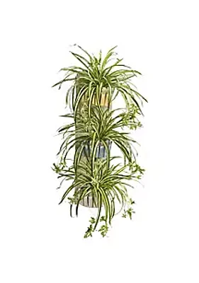 Nearly Natural 39-Inch Spider Artificial Plant in Three-Tiered Wall Decor Planter