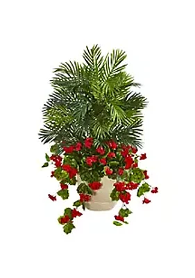 Nearly Natural 3.5-Foot Geranium and Areca Palm Artificial Plant