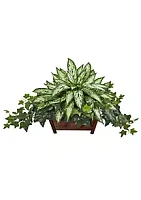 Nearly Natural Silver Queen and Ivy Artificial Plant in Decorative Planter