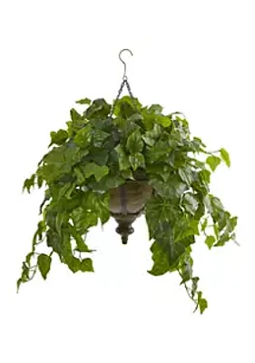 Nearly Natural London Ivy Plant in Hanging Bowl
