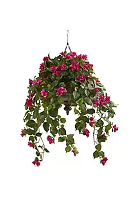 Nearly Natural 37-Inch Bougainvillea Artificial Plant in Hanging Metal Bowl