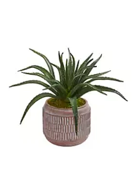 Nearly Natural Aloe Succulent Plant in Decorative Planter