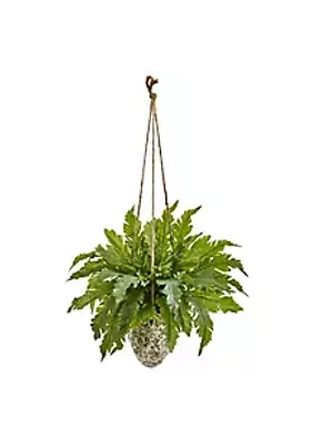 Nearly Natural 29-Inch Fern Artificial Plant in Hanging Vase