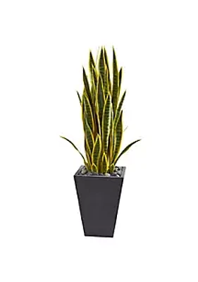 Nearly Natural -Foot Sansevieria Artificial Plant in Slate Planter