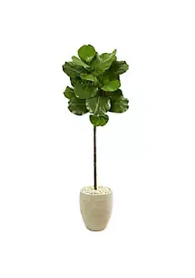 Nearly Natural 4-Foot Fiddle Leaf Artificial Tree in Sand Colored Planter