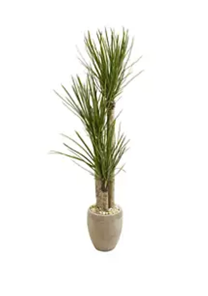 Nearly Natural 64 Inch Yucca Artificial Tree in Sand Colored Planter