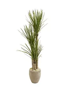 Nearly Natural 64 Inch Yucca Artificial Tree in Sand Colored Planter