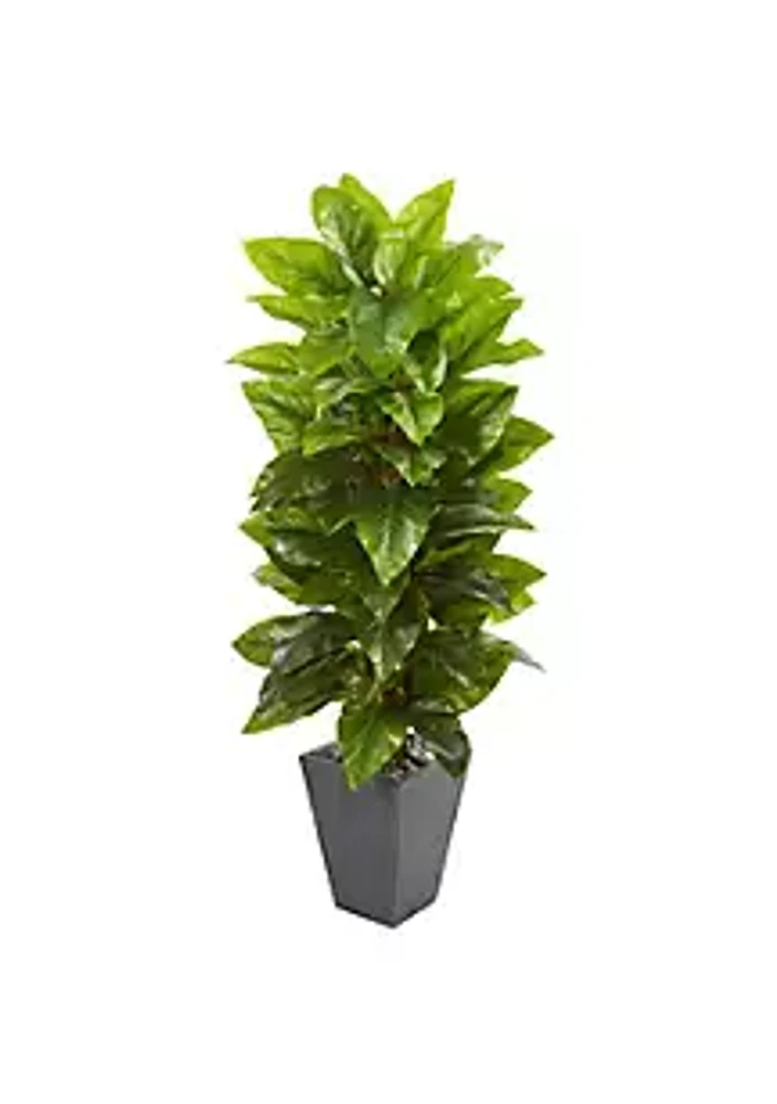 Nearly Natural 5-Foot Large Leaf Philodendron Artificial Plant in Slate Planter (Real Touch