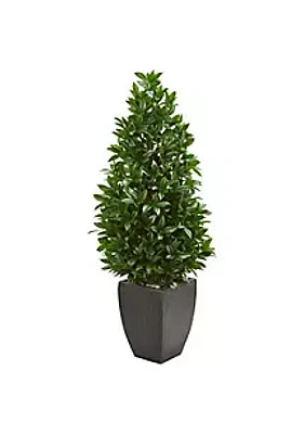 Nearly Natural -Inch Bay Leaf Cone Topiary Artificial Tree in Planter UV Resistant (Indoor/Outdoor