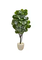 Nearly Natural 67-Inch Fiddle Leaf Fig Artificial Tree in Sand Stone Planter