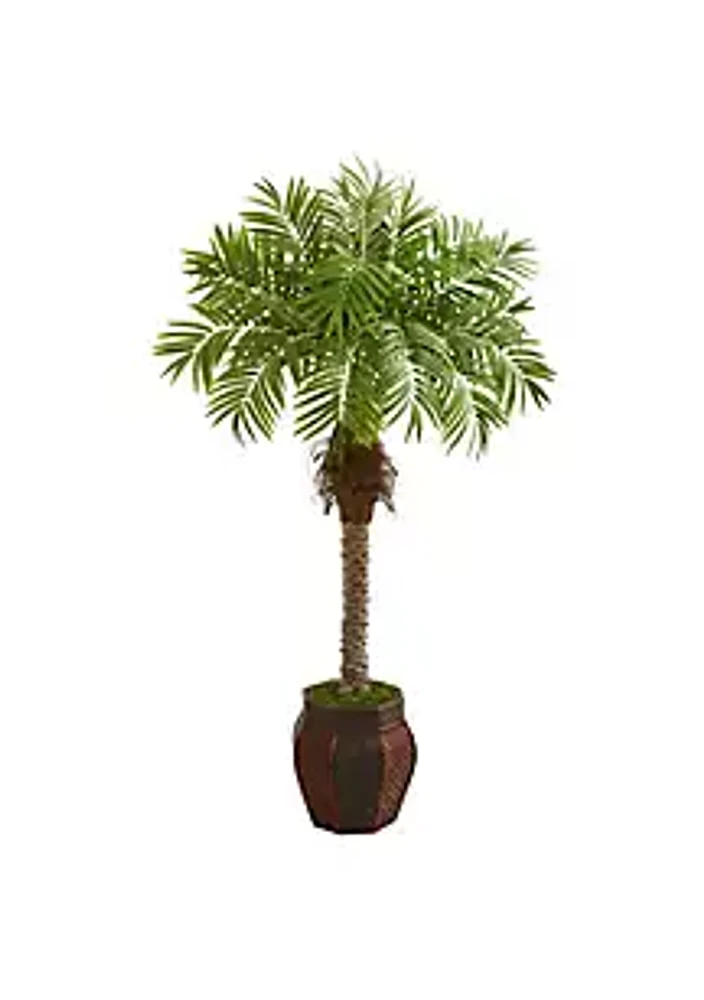 Nearly Natural 62-Inch Robellini Palm Artificial Tree in Decorative Planter