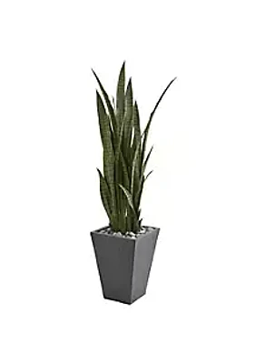 Nearly Natural -Inch Sansevieria Artificial Plant in Slate Planter