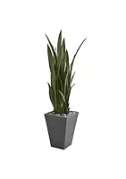 Nearly Natural -Inch Sansevieria Artificial Plant in Slate Planter