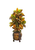 Nearly Natural 44-Inch Croton Artificial Plant in Decorative Planter (Real Touch)