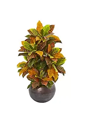 Nearly Natural 37-Inch Croton Artificial Plant in Metal Bowl (Real Touch)