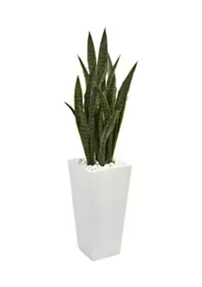 Nearly Natural Sansevieria Plant in Tower Planter