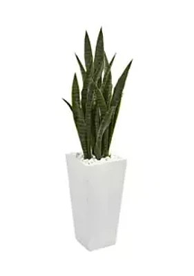 Nearly Natural Sansevieria Plant in Tower Planter