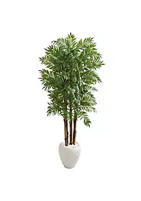 Nearly Natural 6-Foot Parlour Artificial Palm Tree in White Planter