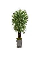 Nearly Natural 76-Inch Parlour Artificial Palm Tree in Copper Trimmed Metal Planter