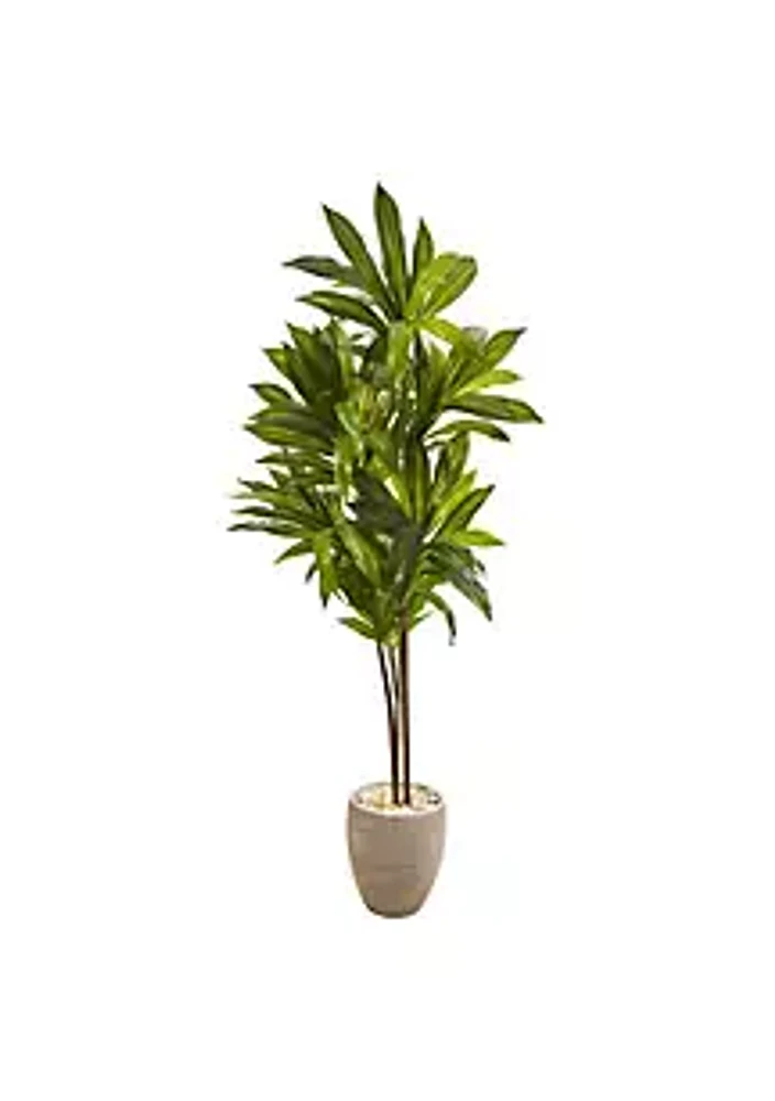 Nearly Natural 68-Inch Dracaena Artificial Plant in Sand Colored Planter (Real Touch)