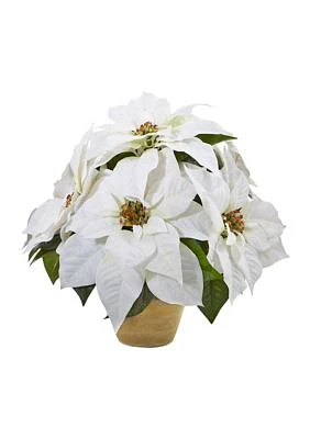 Poinsettia Artificial Arrangement in Ceramic Vase