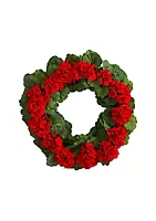 Nearly Natural 26-Inch Geranium Artificial Wreath