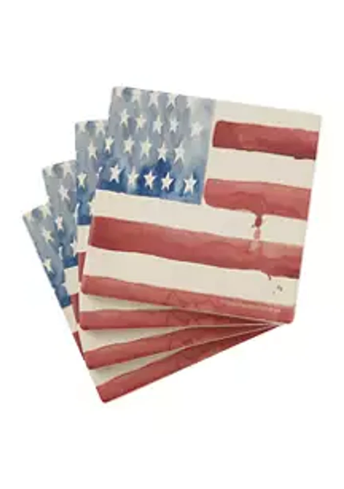 Thirstystone Square American Flag Coasters - Set of 4