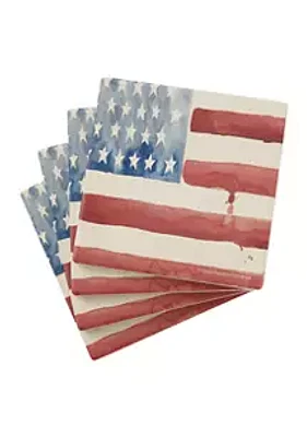 Thirstystone Square American Flag Coasters - Set of 4