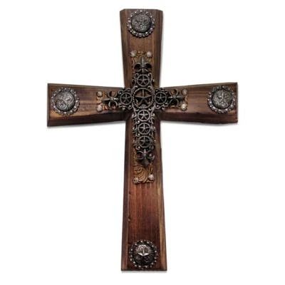 Wooden Cross Wall Décor with Star & Concho Overlay Picture Frame