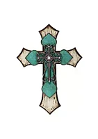 Paseo Road by HiEnd Accents Triple Layer Cross Wall Decor with Metal Scrollwork