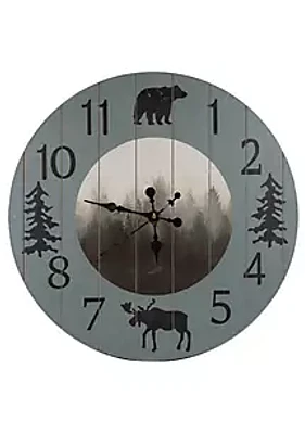 Paseo Road by HiEnd Accents Foggy Forest Rustic Lodge Wall Clock