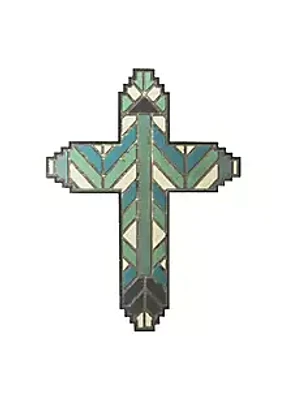 Paseo Road by HiEnd Accents Wooden Stained Glass Design Cross Wall Décor