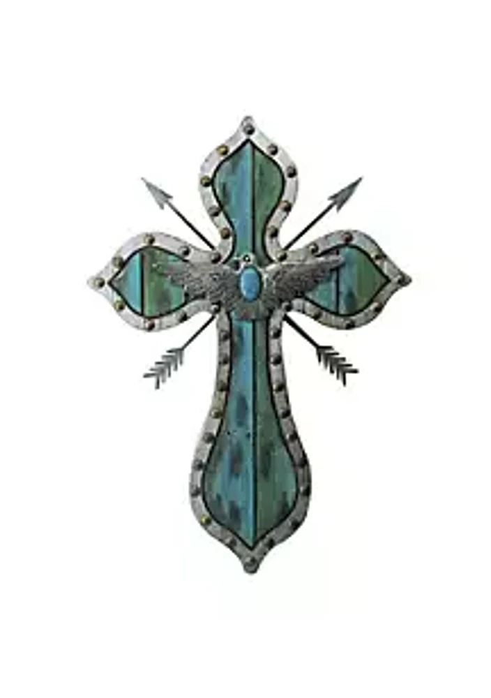 Paseo Road by HiEnd Accents Thunderbird Arrow Turquoise Cross Wall Décor