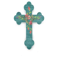 Turquoise Floral Horseshoe Cross Wall Décor