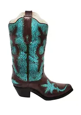 Paseo Road by HiEnd Accents Turquoise Distressed Cowboy Boot Vase