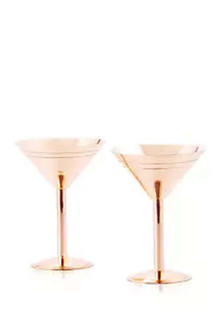 Old Dutch International, Ltd. Set of 2 Solid Copper Martini Glasses