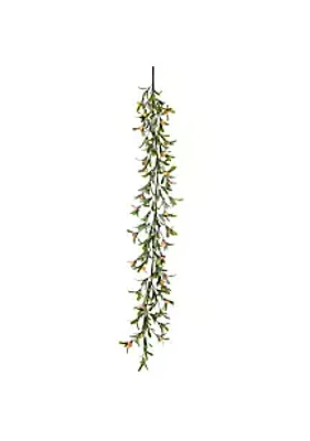 Puleo International 60" Artificial Mistletoe Spring Garland with Berries, Green/Yellow