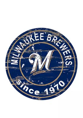 Milwaukee Brewers 24 Heritage Logo Round Sign