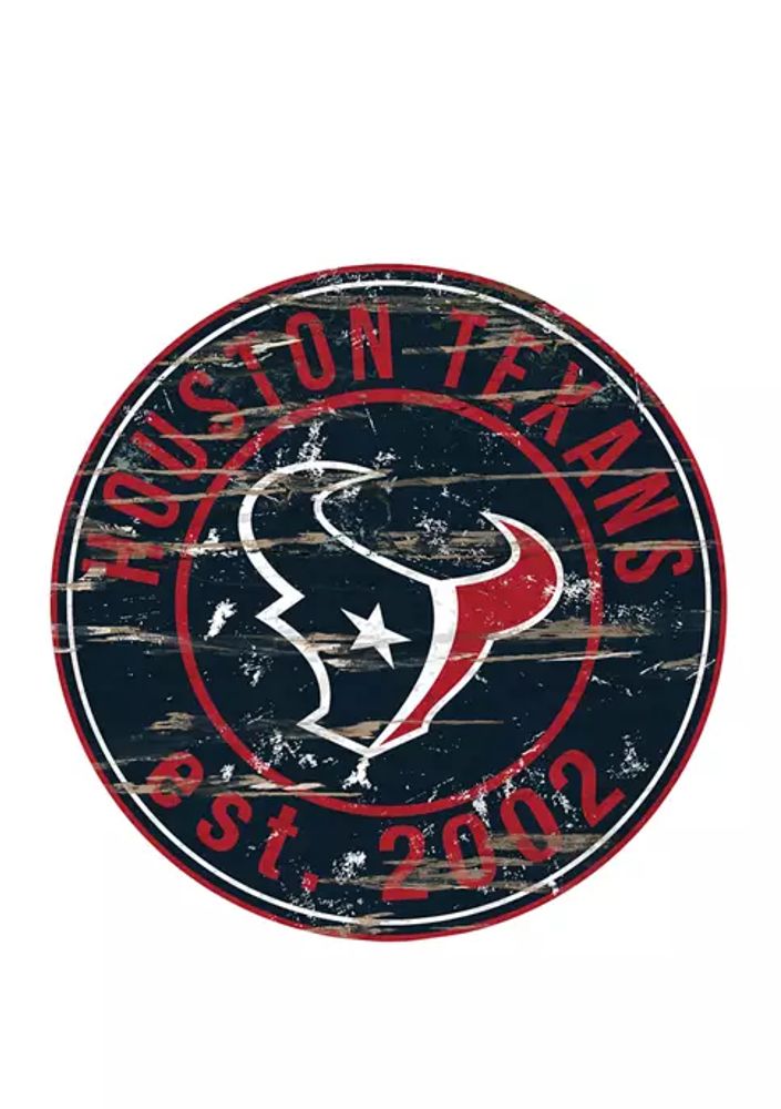 NFL Round Heritage Distressed Sign: Houston Texans