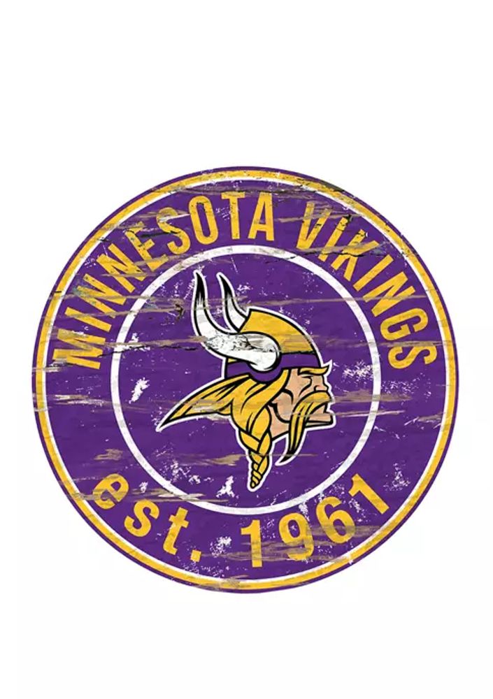 24 NFL Minnesota Vikings Round Distressed Sign