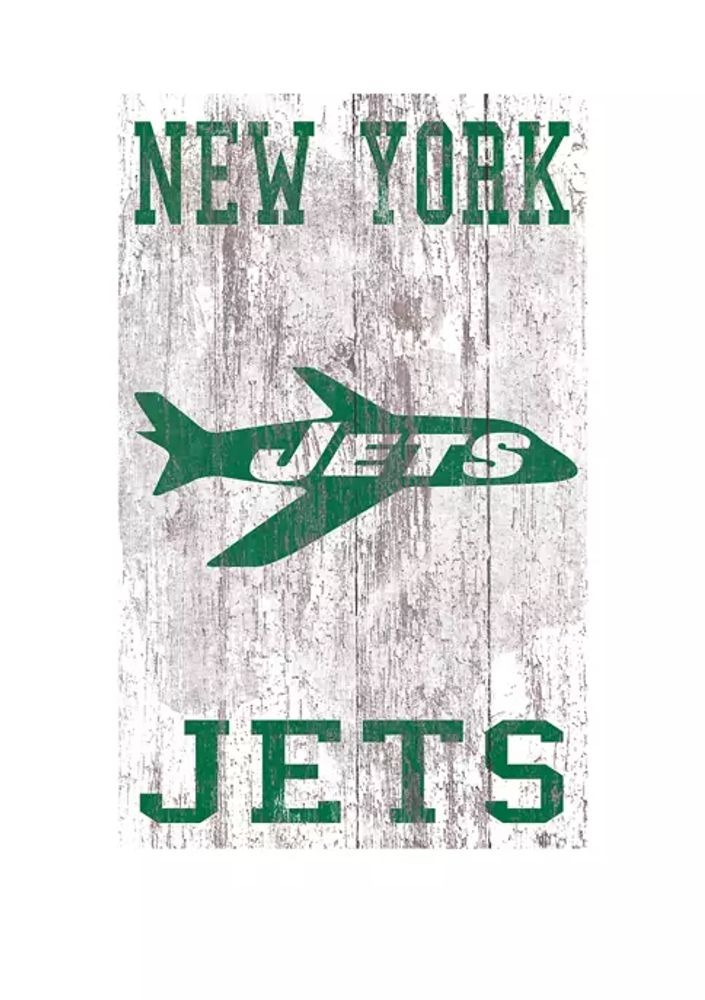 New York Jets 11'' x 19'' Heritage Distressed Logo Sign