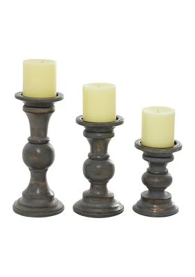 Traditional Wood Candle Holder - Set of 3